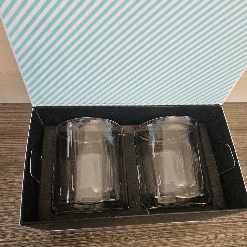 Corkcicle Rocks Glass Set of 2 in box Clear 12oz Double Walled for Hot or Cold - Picture 2 of 5